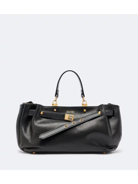 Top Balenciaga din piele negru