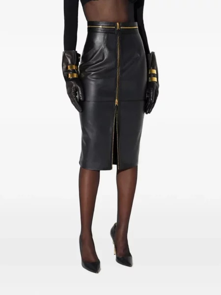 Fustă din piele Elisabetta Franchi negru