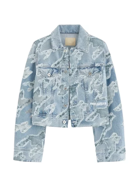 Дънково яке Free Refills с протрити краища синьо