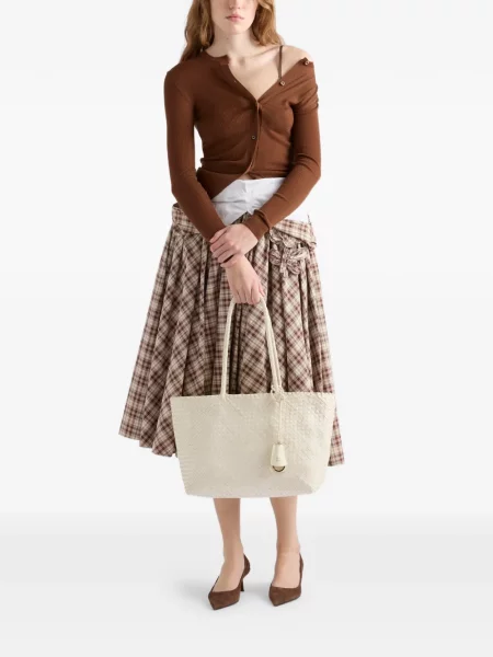 Bőr shopper táska Prada fehér
