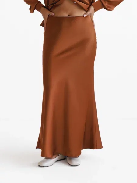 Сатинова Спідниця міді Lilove теракотовий