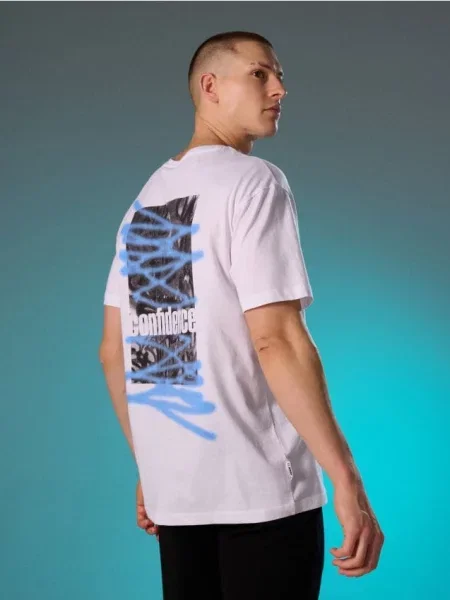 Sinsay tričko s potiskem na zádech bílá