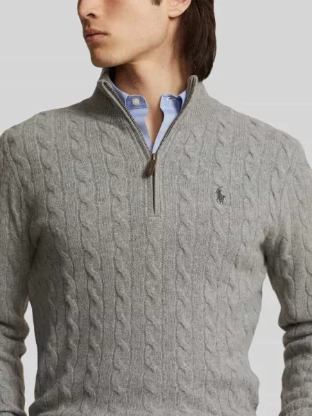 Kardigan Ralph Lauren ze stójką szary