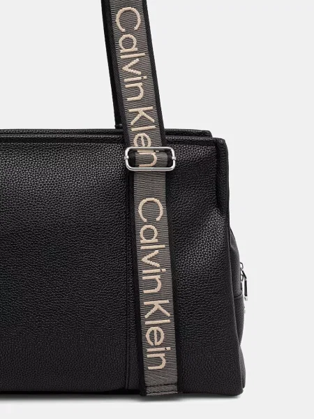 Torba shopper z mieszanki bawełny Calvin Klein czarna