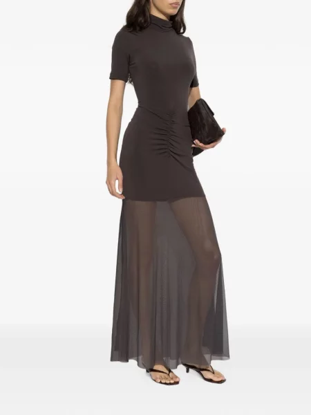 Rochie maxi Gestuz cu volane maro
