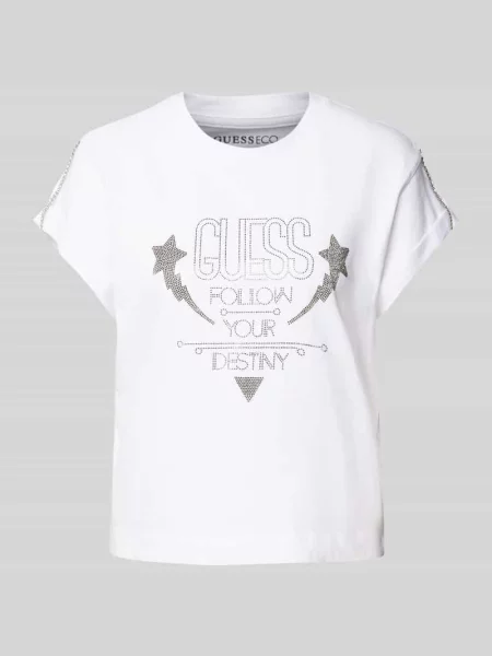 T-shirt z detalem z logo Guess biała