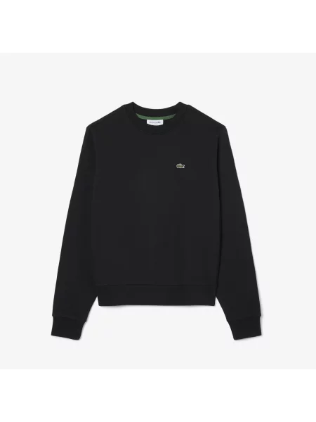 Lacoste Bluza Z Polaru Z Okrągłym Dekoltem Relaxed Fit czarna