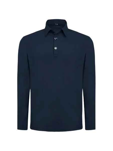 Lung tricou polo Kiton albastru