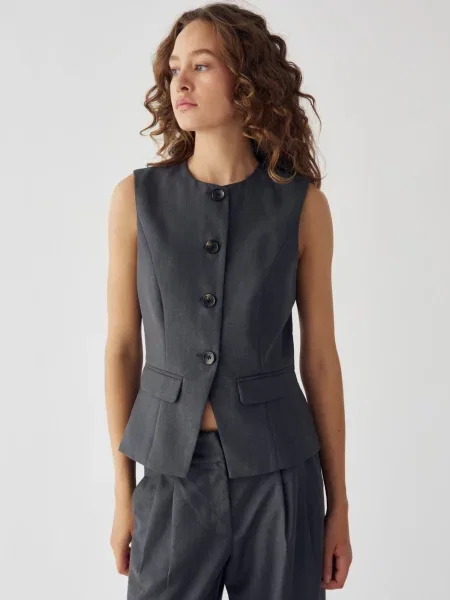 Noella Vestă N-Kasaunette Vest închis gri