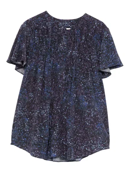 Bluză Isabel Marant cu volane plisată albastru