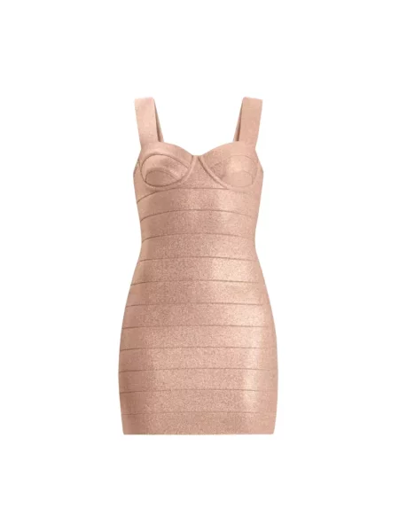 Mała mały sukienka mini Hervé Léger na ramiączkach żółta