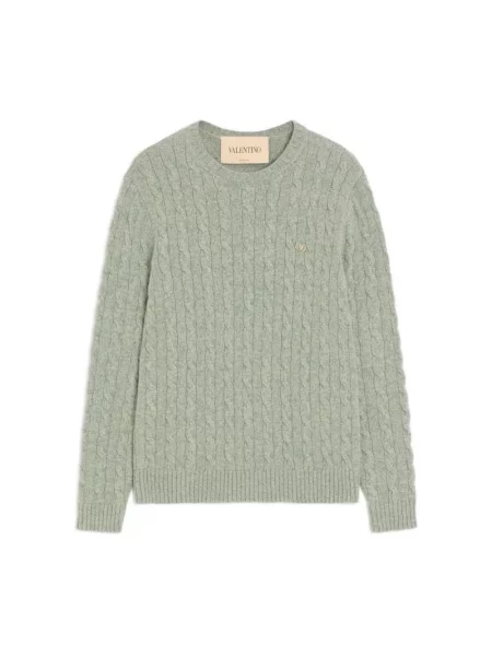 Lniany sweter Valentino Garavani zielony