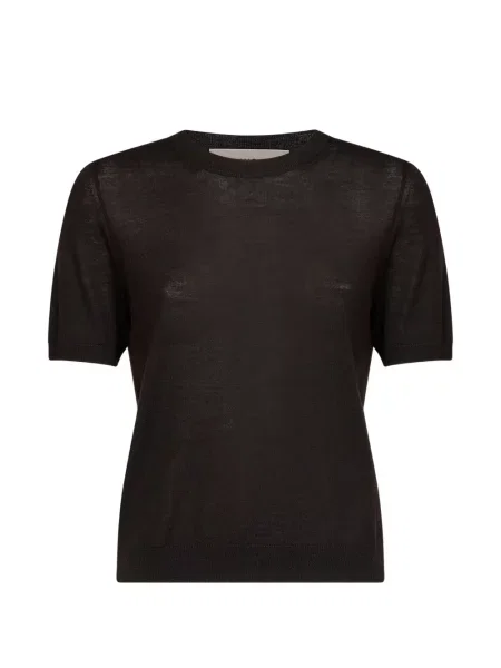 Scurt tricou Blanca Vita cu decolteu rotund maro