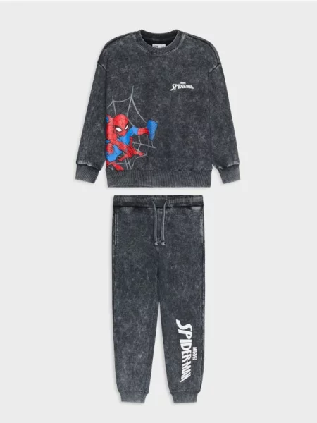 Sinsay Komplet s bavlnou: crewneck mikina a jogger kalhoty s potiskem Spider-Man černá