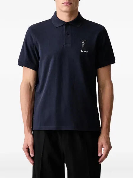 Tricou polo Barbour cu broderie albastru