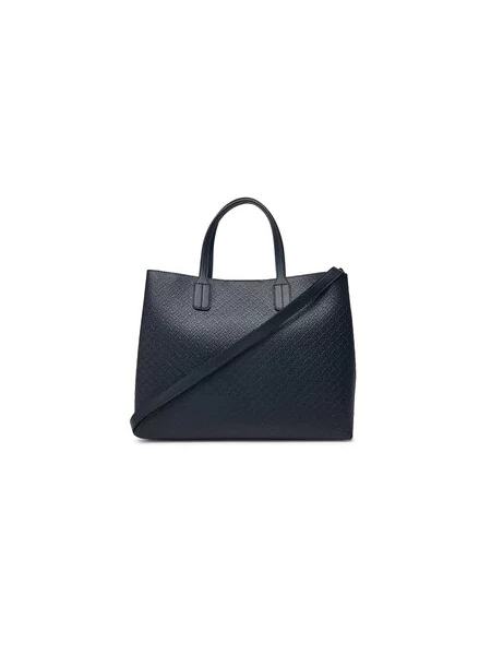 Tommy Hilfiger Ročna torba Th Icon Satchel Mono Mornarsko modra