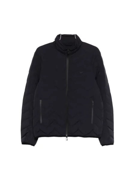 Kurtka puchowa Emporio Armani w jodełkę niebieska