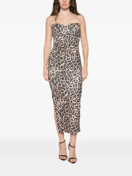 Rochie midi Twenty Fourhaitch cu imagine cu model leopard fără bretele