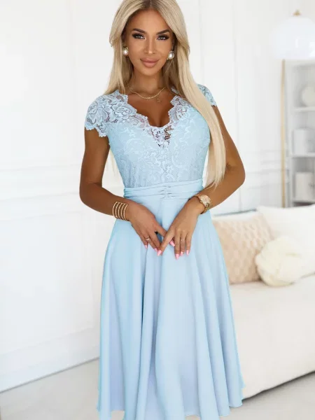Rochie Numoco din dantelă albastru