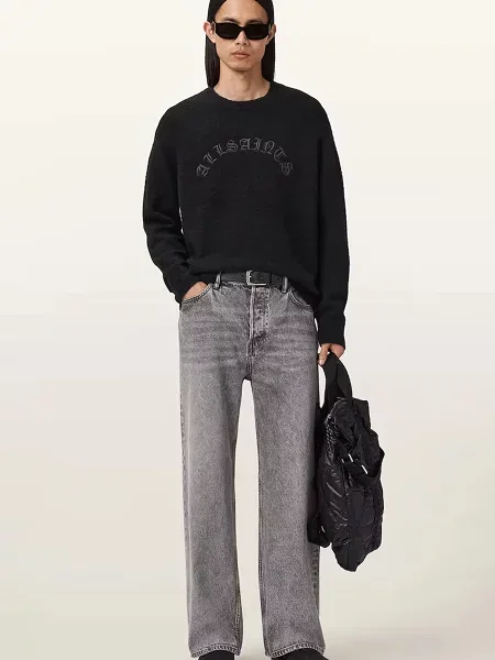 Шерстяной легкий свитер Allsaints черный