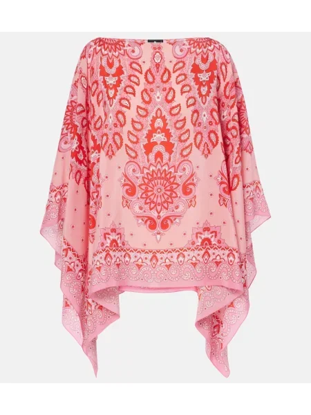 Poncho Etro de mătase roz