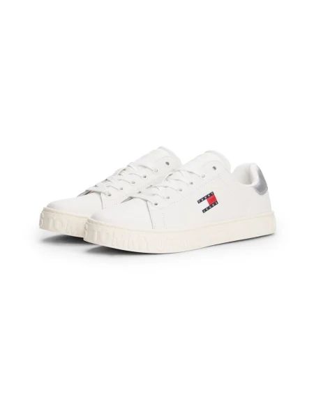 Tommy Jeans Sneakersy Tjw Logo Outsole Sneaker Ess Écru strieborná