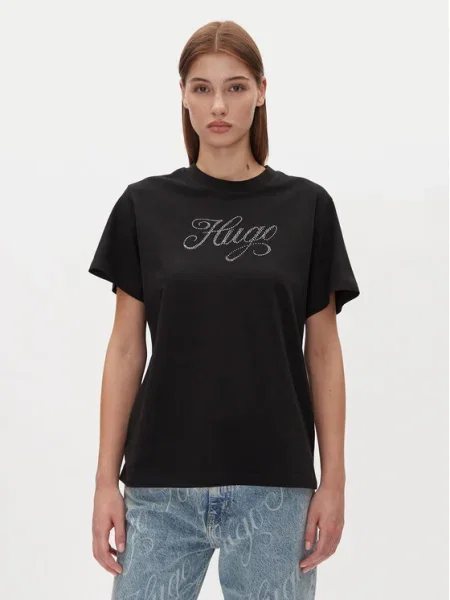 HUGO Tricou Vintage Tee negru