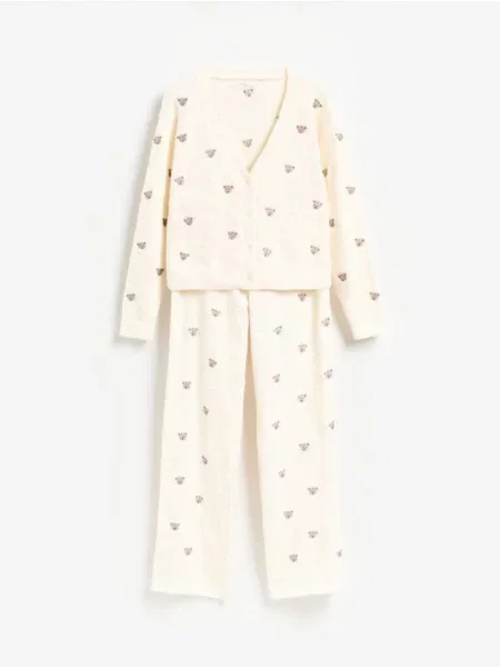 Reserved Pijama din două piese cu ursuleți nude