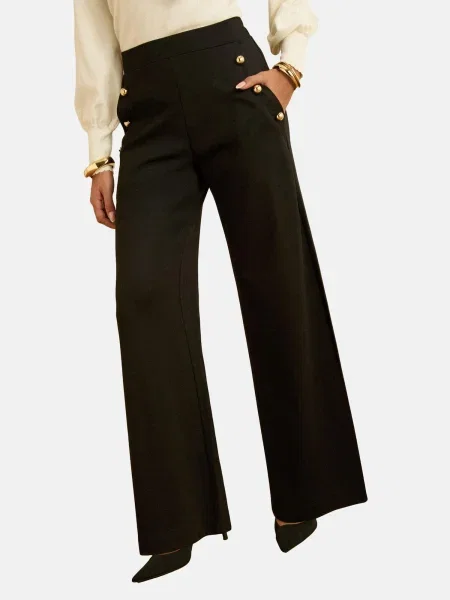Love & roses Pantaloni auriu negru