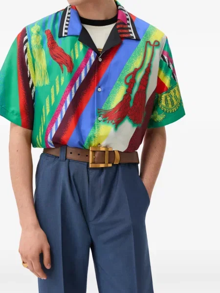 Cămașă Versace de mătase verde