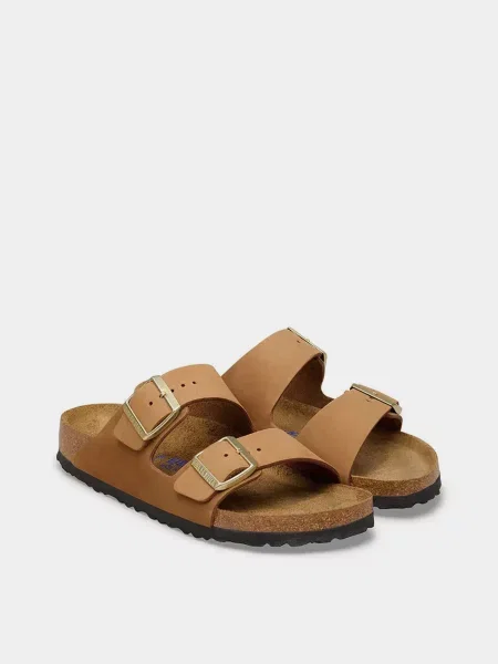 Шлепанцы Birkenstock из нубука бежевые
