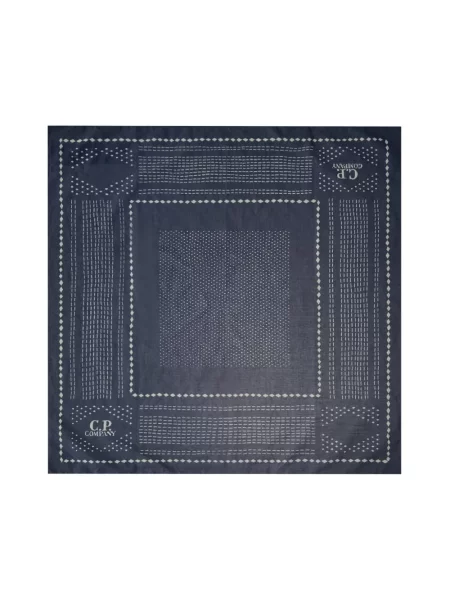 Fular C.p. Company cu imagine cu imprimeu geometric albastru