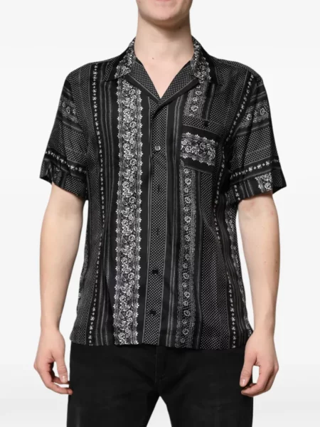 Cămașă Dolce & Gabbana de mătase cu model floral cu imagine negru