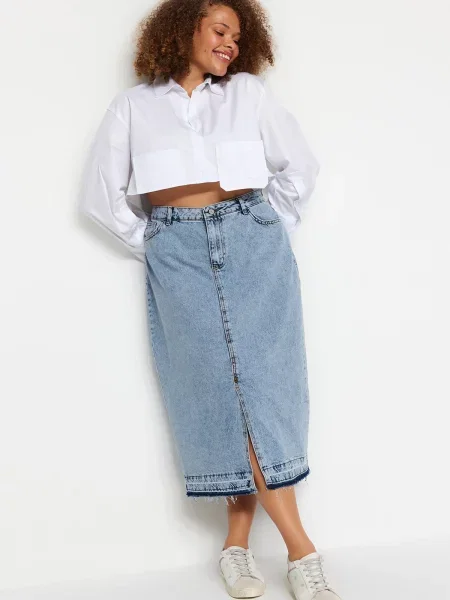 Spódnica jeansowa Trendyol szara