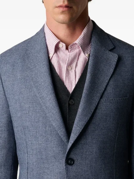 Вълнен блейзър Brooks Brothers с десен рибена кост синьо