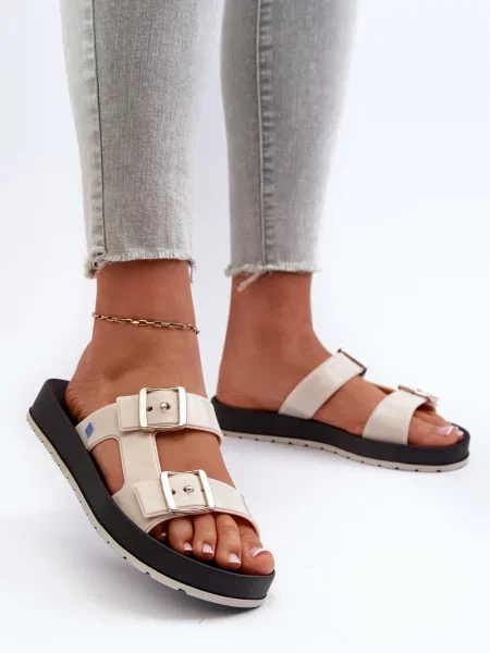 Домашни пантофи Kesi без ток бежово