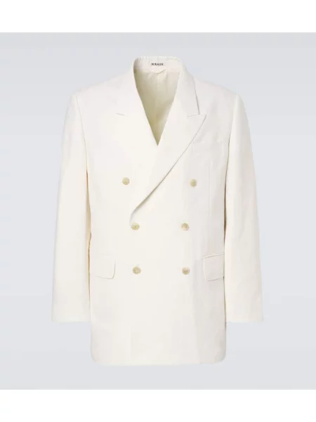 Sacou Auralee de lână cu două rânduri de nasturi alb