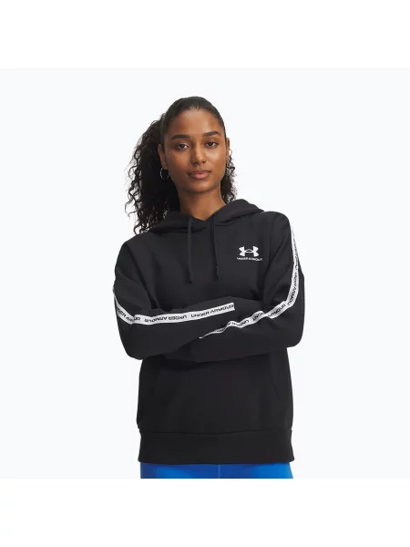 Bluză pentru femei Under Armour Icon Fleece Taped Hoody black/white alb