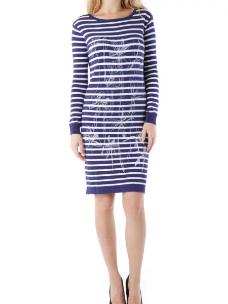 Sukienka Olivia Hops w paski niebieska