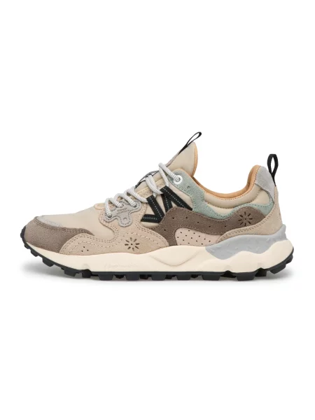 Sneakersy Flower Mountain w kwiatki skórzane beżowe