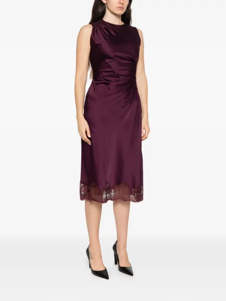 Rochie midi Ermanno Scervino cu volane din dantelă violet
