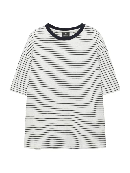 Pull&Bear Tricou albastru marin alb