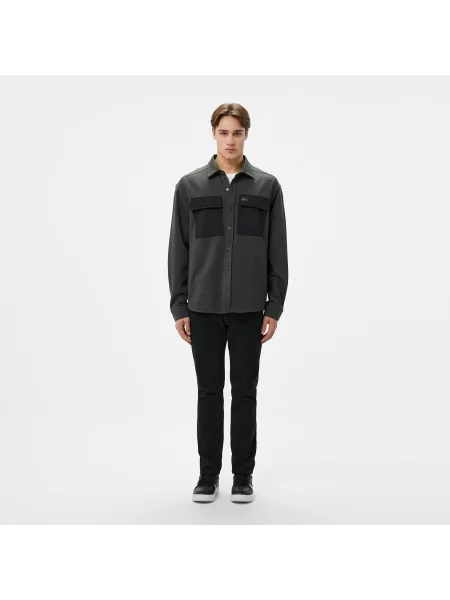 Lacoste Relaxed Fit Ciemnoszara Koszula szara