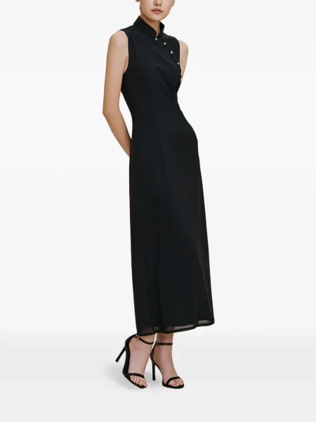 Rochie maxi Qipology plasă în linie A negru