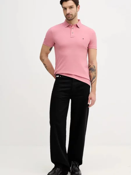 Tommy Hilfiger πόλο με ελαστάν ροζ