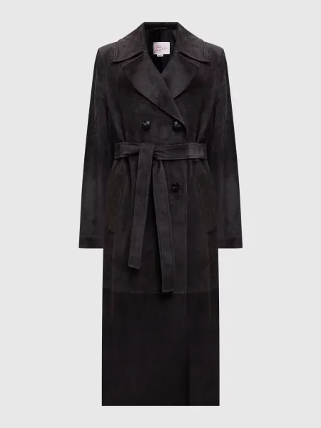 Замшеве двобортне пальто Babe Pay Pls сіре