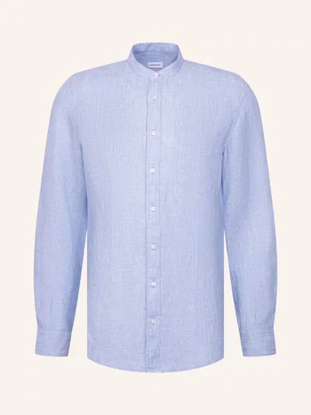 Seidensticker Koszula Lniana O Kroju Slim Fit blau niebieska