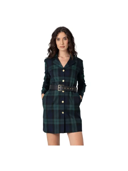 Sukienka koszulowa Kocca w kratkę zielona