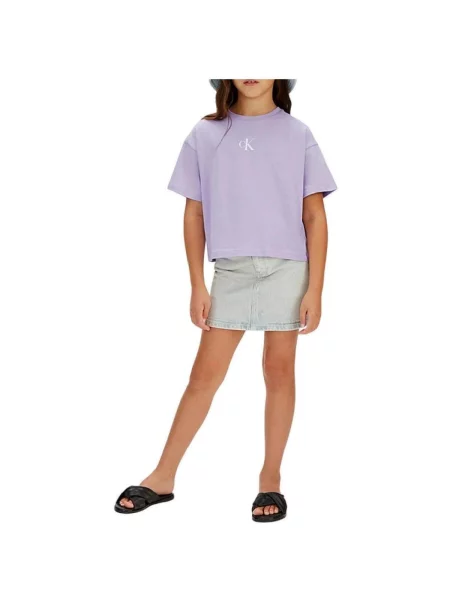 Tricou copii Calvin Klein Jeans violet