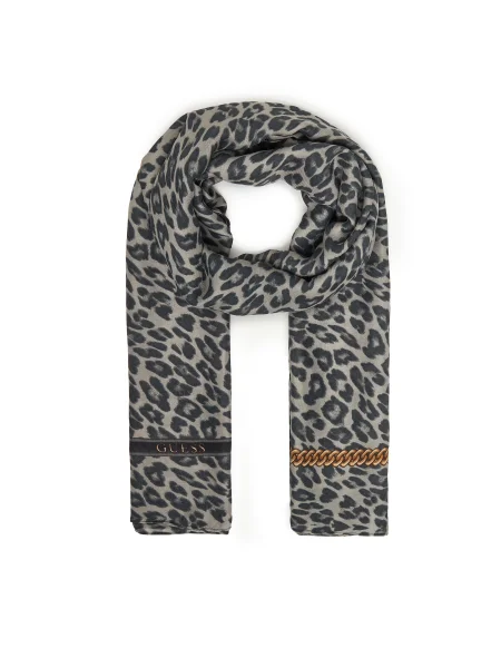 Шал Guess черно с десен сиво